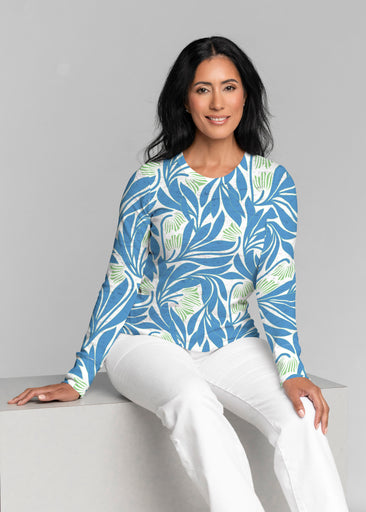 Art Nouveau Blue (26078) ~ Thermal Long Sleeve Crew Shirt