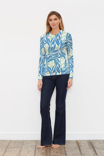 Art Nouveau Blue (26078) ~ Butterknit Long Sleeve Crew Top