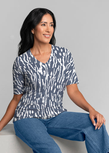 Deep Dive (26079) ~ Signature Elbow Sleeve V-Neck Top