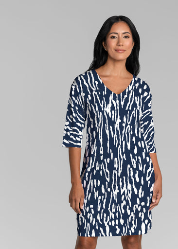 Deep Dive (26079) ~ Lucy 3/4 Sleeve V-Neck Dress