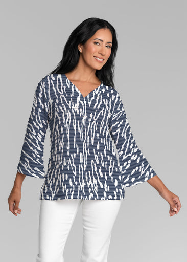 Deep Dive (26079) ~ Banded 3/4 Bell-Sleeve V-Neck Tunic