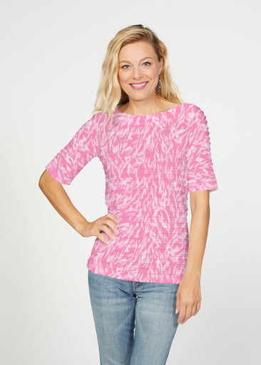 Flamingo (26080) ~ Banded Elbow Sleeve Boat Neck Top