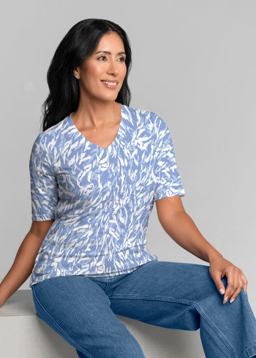 Faded Jeans (26083) ~ Signature Elbow Sleeve V-Neck Top