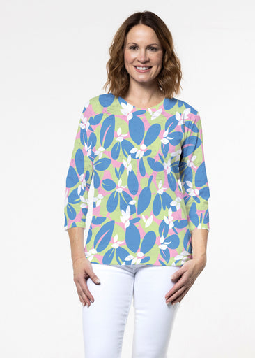 Boca Blue (26084) ~ Signature 3/4 Sleeve Crew Neck Top