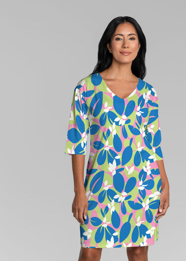 Boca Blue (26084) ~ Lucy 3/4 Sleeve V-Neck Dress