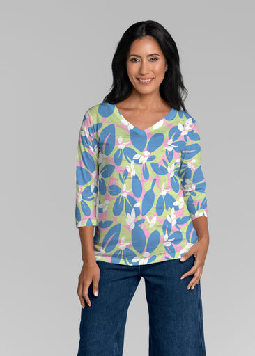 Boca Blue (26084) ~ Signature 3/4 Sleeve V-Neck Top