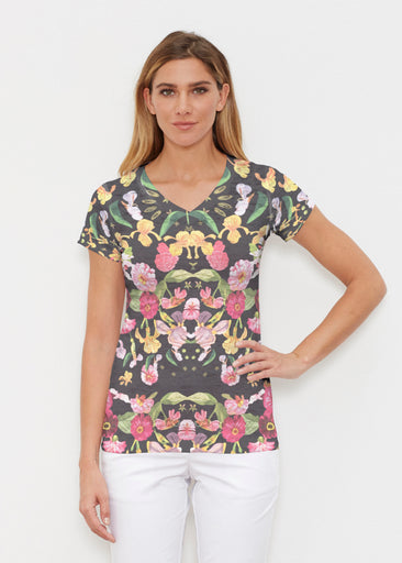 Baroque (26085) ~ Signature Cap Sleeve V-Neck Shirt