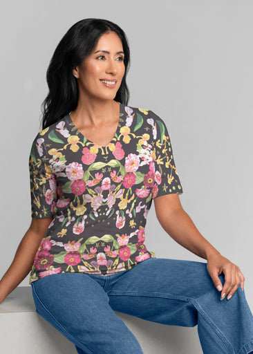 Baroque (26085) ~ Signature Elbow Sleeve V-Neck Top