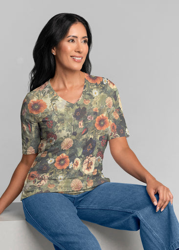 Dreamscape (26086) ~ Signature Elbow Sleeve V-Neck Top