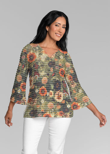 Dreamscape (26086) ~ Banded 3/4 Bell-Sleeve V-Neck Tunic