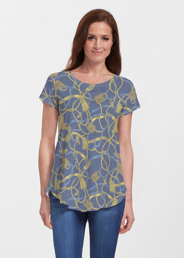Tassels and Locks (26087) ~ Short Sleeve Scoop Neck Flowy Tunic