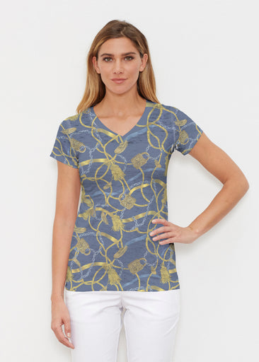 Tassels and Locks (26087) ~ Signature Cap Sleeve V-Neck Shirt