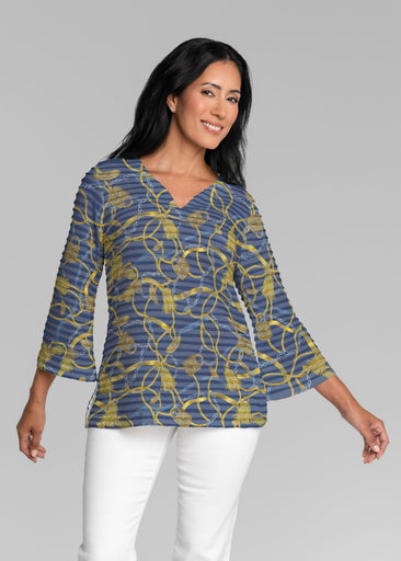 Tassels and Locks (26087) ~ Banded 3/4 Bell-Sleeve V-Neck Tunic