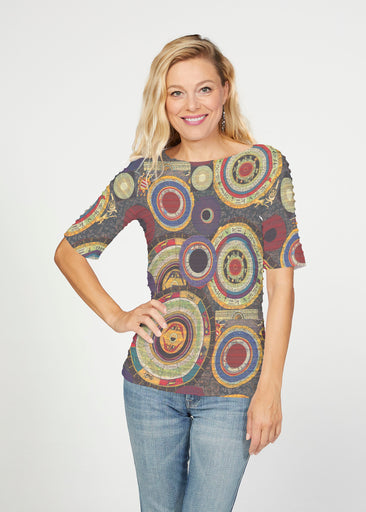 Archeology (26088) ~ Banded Elbow Sleeve Boat Neck Top