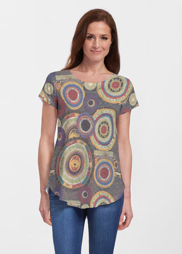 Archeology (26088) ~ Short Sleeve Scoop Neck Flowy Tunic