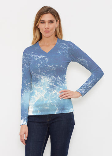 Sea Blue (5098) ~ Butterknit Long Sleeve V-Neck Top