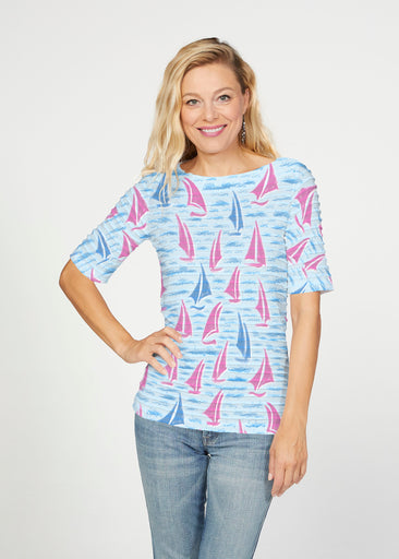 Regatta (5262) ~ Banded Elbow Sleeve Boat Neck Top