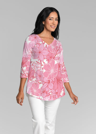 Polly Pink (5268) ~ V-neck Flowy Tunic