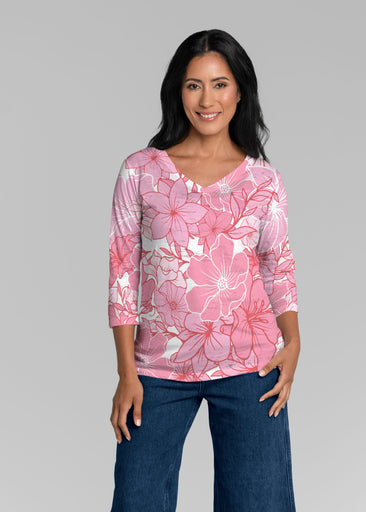 Polly Pink (5268) ~ Signature 3/4 Sleeve V-Neck Top