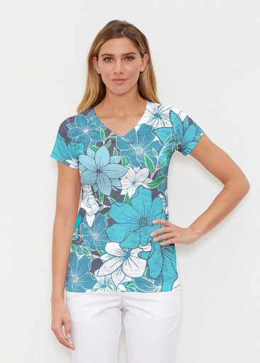 Polly Navy (5269) ~ Signature Cap Sleeve V-Neck Shirt