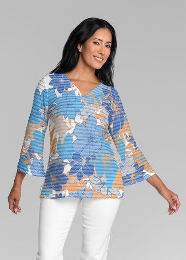 Polly Golden (5270) ~ Banded 3/4 Bell-Sleeve V-Neck Tunic