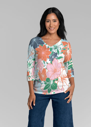 Polly Multi (5272) ~ Signature 3/4 Sleeve V-Neck Top