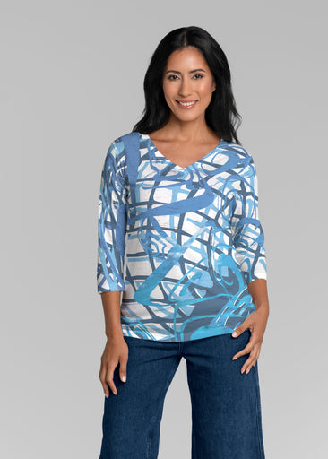 Infinite Blue (5273) ~ Signature 3/4 Sleeve V-Neck Top