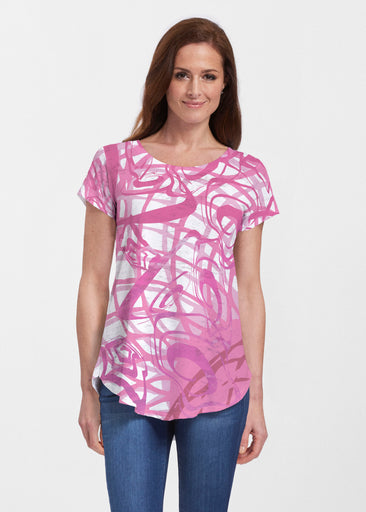 Infinite Pink (5276) ~ Short Sleeve Scoop Neck Flowy Tunic