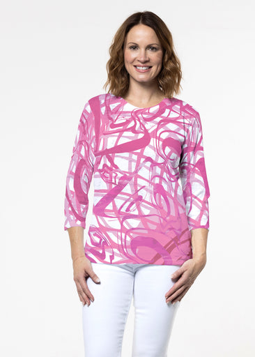 Infinite Pink (5276) ~ Signature 3/4 Sleeve Crew Neck Top