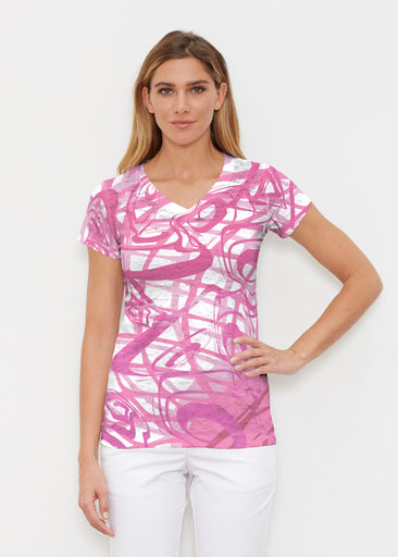 Infinite Pink (5276) ~ Signature Cap Sleeve V-Neck Shirt