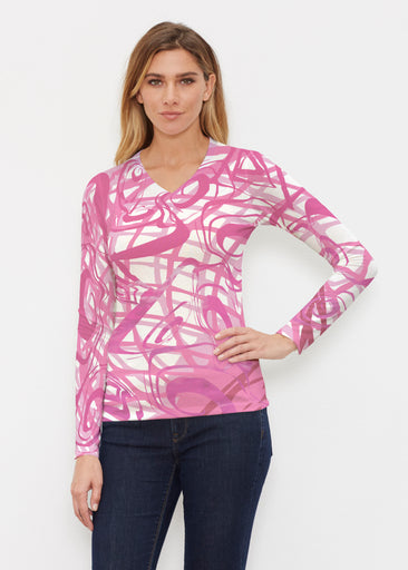 Infinite Pink (5276) ~ Butterknit Long Sleeve V-Neck Top