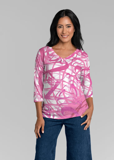 Infinite Pink (5276) ~ Signature 3/4 Sleeve V-Neck Top