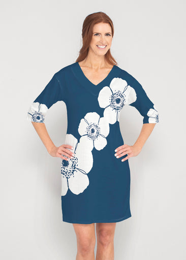 Poppy Navy (7013) ~ Lucy 3/4 Sleeve V-Neck Dress