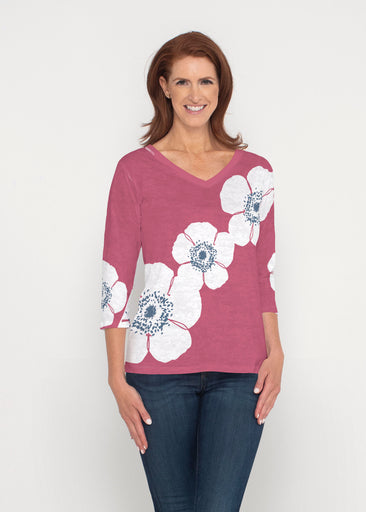 Poppy Red (7015) ~ Signature 3/4 Sleeve V-Neck Top