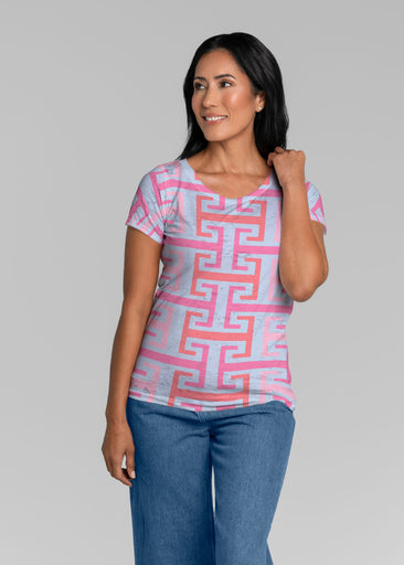 Greek Key Summer (7414) ~ Short Sleeve Scoop Shirt