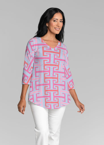 Greek Key Summer (7414) ~ V-neck Flowy Tunic