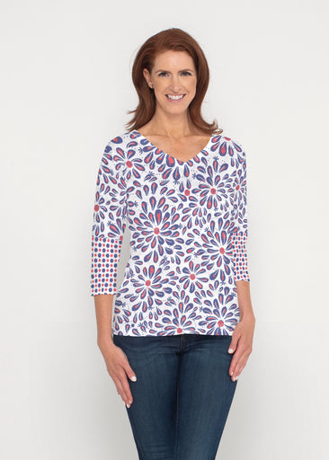 Splashy Dots Fourth (8007) ~ Signature 3/4 Sleeve V-Neck Top