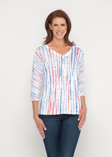 Pebble Dots Fourth (8008) ~ Signature 3/4 Sleeve V-Neck Top