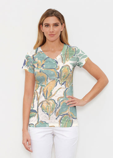 Stefania (8110) ~ Signature Cap Sleeve V-Neck Shirt