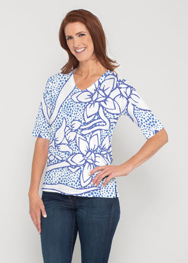 Polka Vine (8111) ~ Signature Elbow Sleeve V-Neck Top