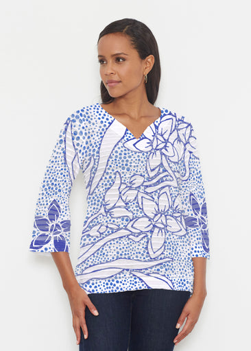 Polka Vine (8111) ~ Banded 3/4 Bell-Sleeve V-Neck Tunic