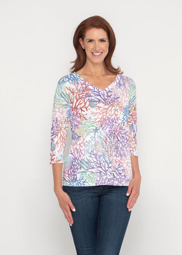 Tropic Coral (8112) ~ Signature 3/4 Sleeve V-Neck Top