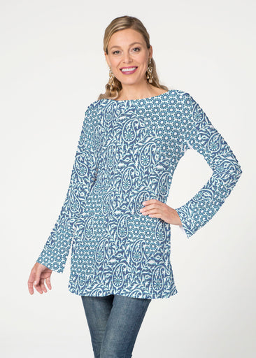 Oakley Blue (8114) ~ Banded Boatneck Tunic