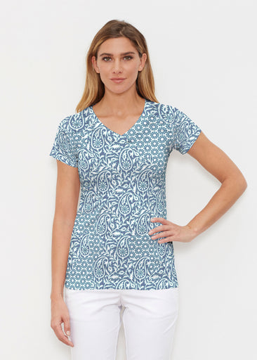 Oakley Blue (8114) ~ Signature Cap Sleeve V-Neck Shirt