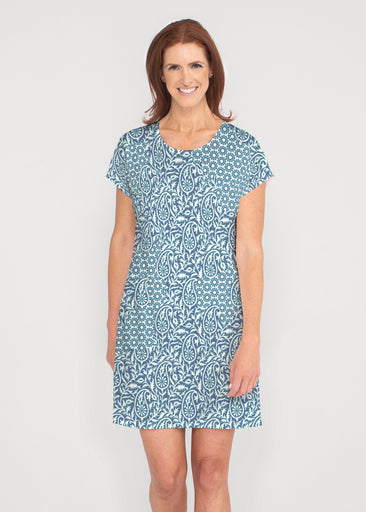 Oakley Blue (8114) ~ French Terry Short Sleeve Crew Dress