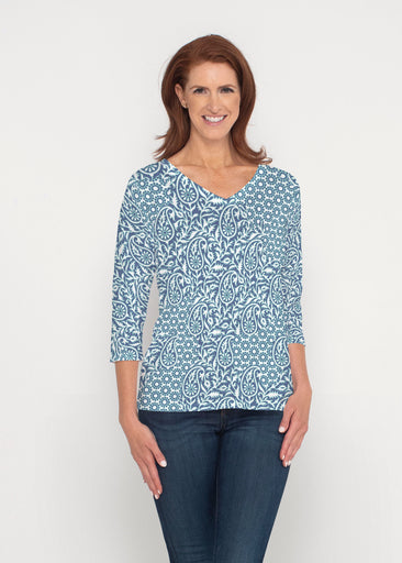 Oakley Blue (8114) ~ Signature 3/4 Sleeve V-Neck Top