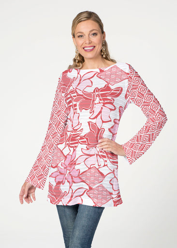 Aztek Sail Red (8117) ~ Banded Boatneck Tunic