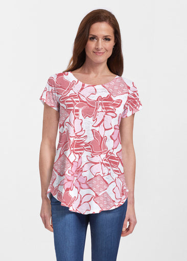 Aztek Sail Red (8117) ~ Short Sleeve Scoop Neck Flowy Tunic