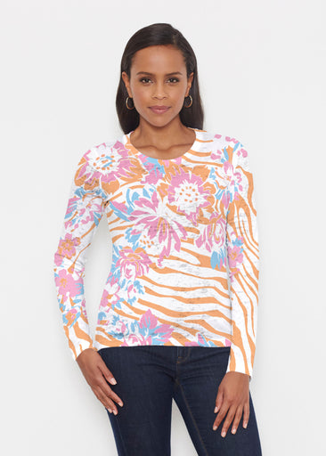 Zebra Posy Orange (8119) ~ Signature Long Sleeve Crew Shirt