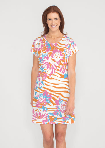 Zebra Posy Orange (8119) ~ Lucy Tee Dress